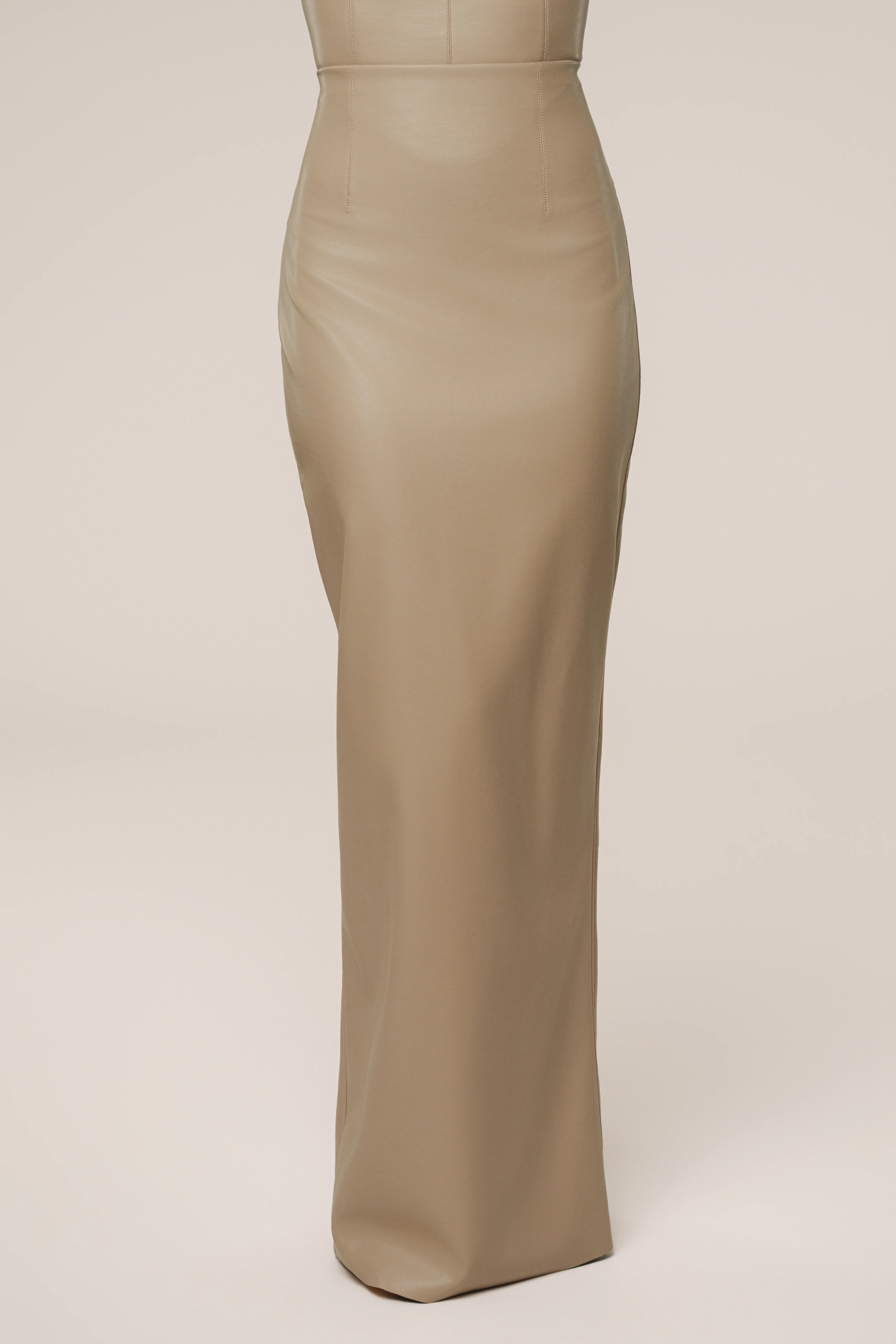 Tan Ace PU Leather Skirt
