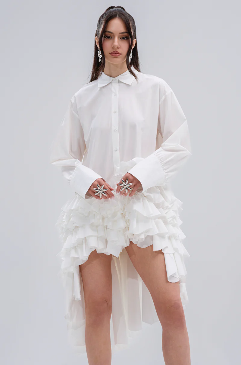 Kind Of A Big Deal Poplin High Low Dress In White