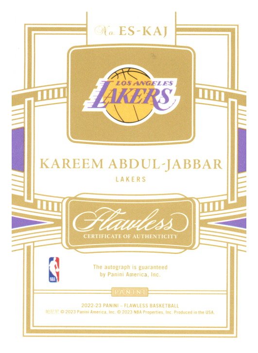 NYC - 2022/23 Panini Flawless Kareem Abdul-Jabar Auto #ESKAJ 1/3