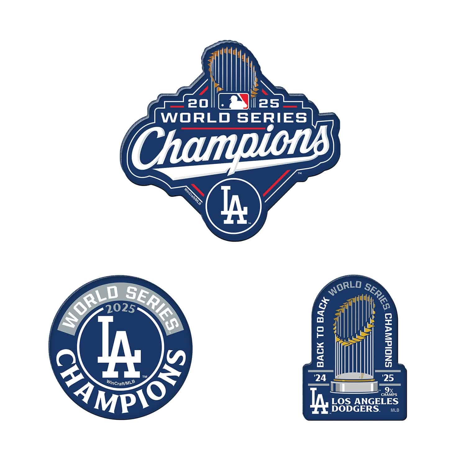 Los Angeles Dodgers 2025 World Series Champions Magnet-Set (3 Pcs.)
