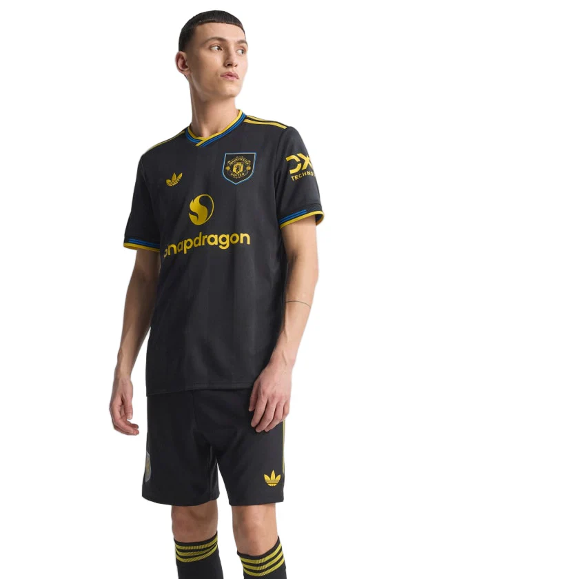 Men's Manchester United Authentic Third Jersey 25/26 w/ NRFR + EPL Patches (Black)