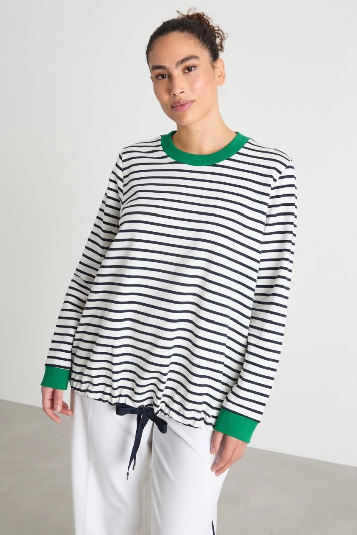 Drawstring-hem sweatshirt - WHITE BLACK GREEN