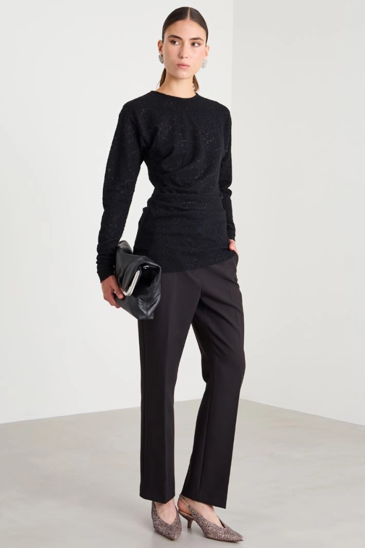 Lace jersey T-Shirt - BLACK