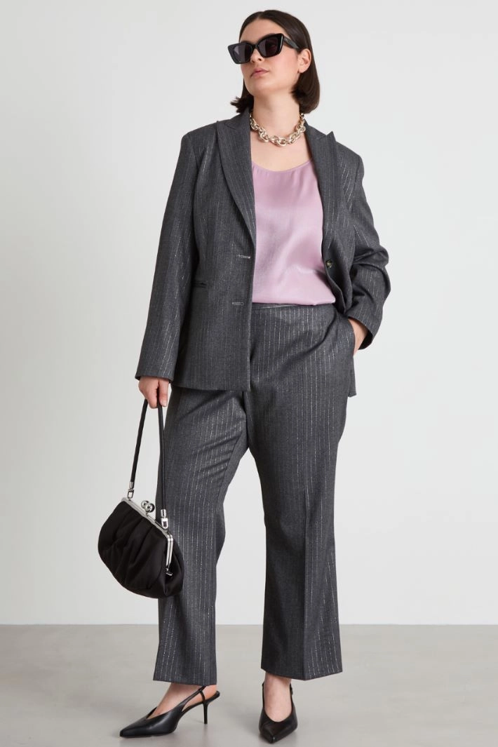 Lamé pinstripe twill trousers - DARK GREY