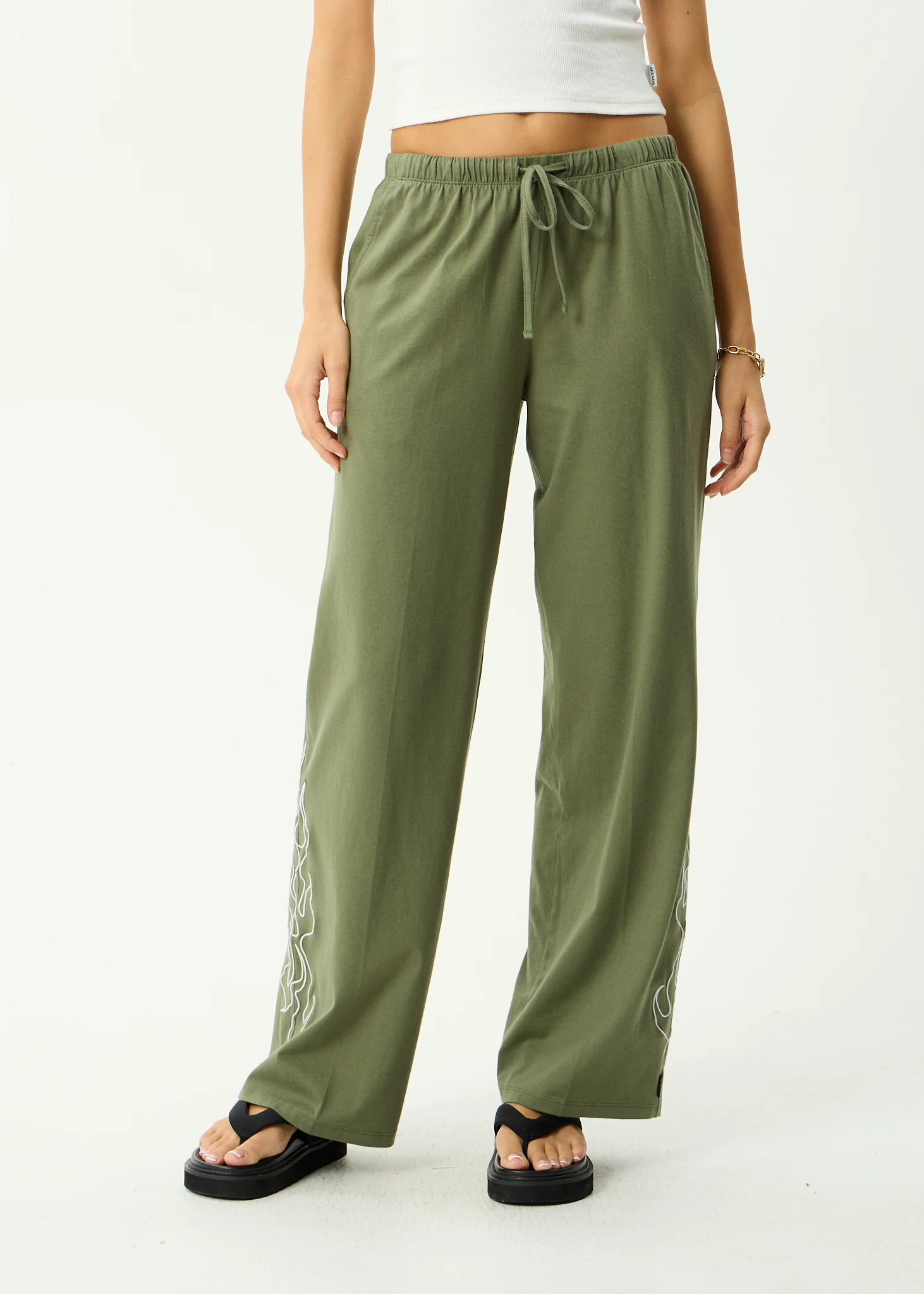 AFENDS Womens Dirts - Jersey Pant - Deep Olive