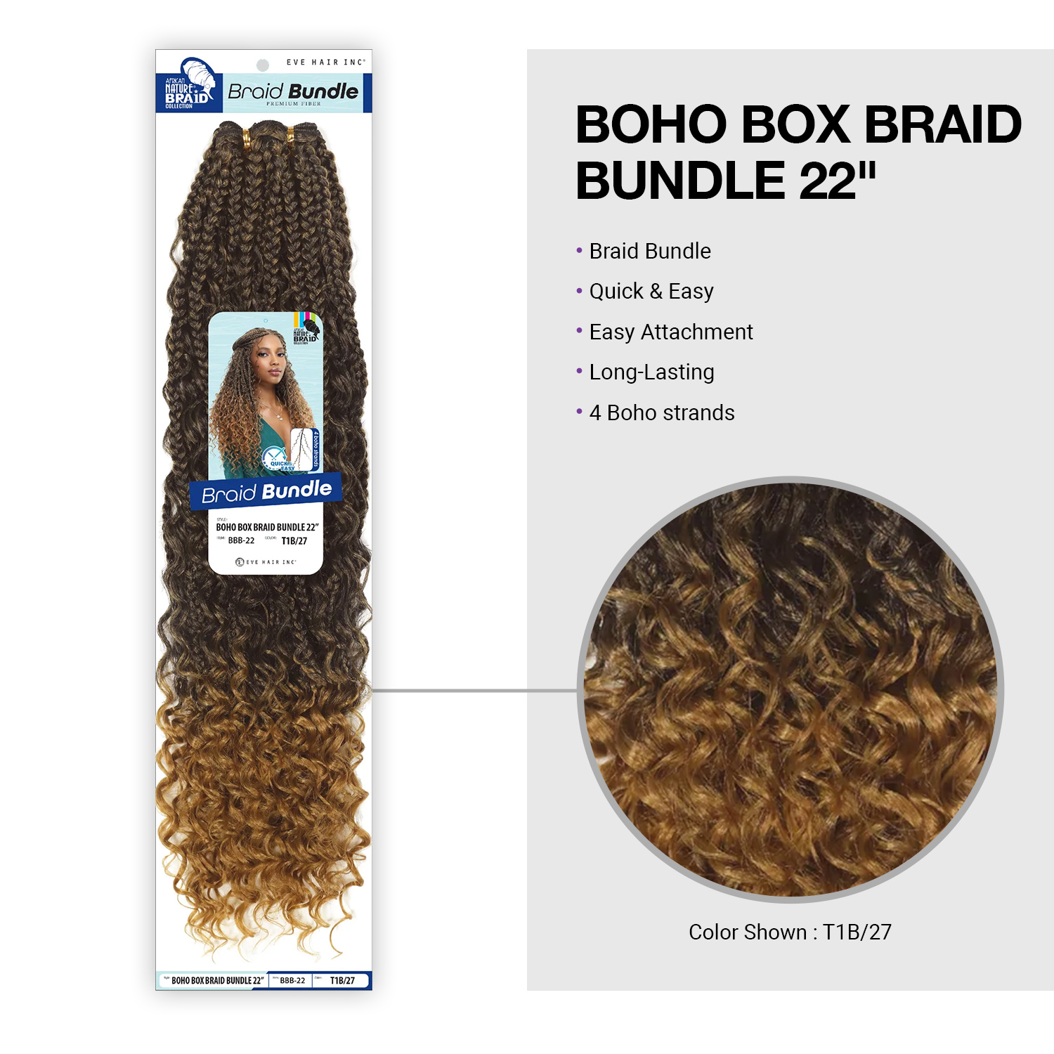 Eve Hair Weave Boho Box Braid Bundle 22