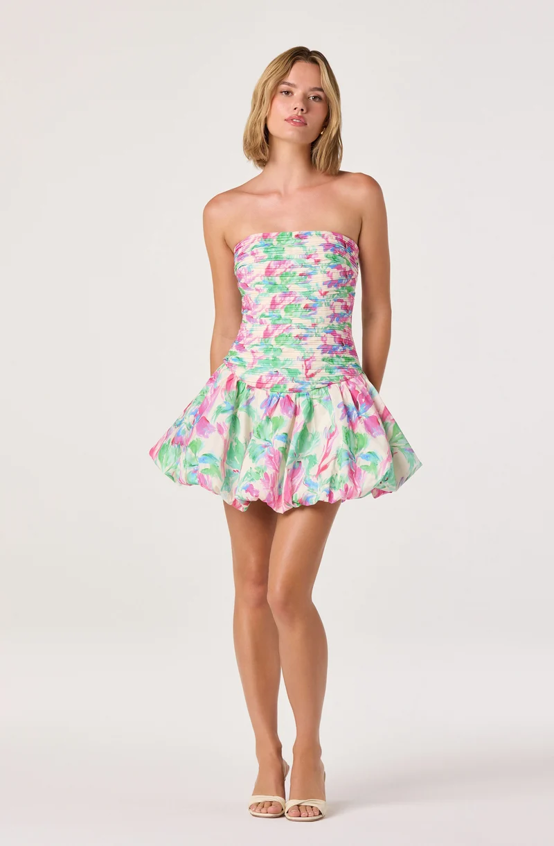 Ella Strapless Bubble Hem Mini Dress