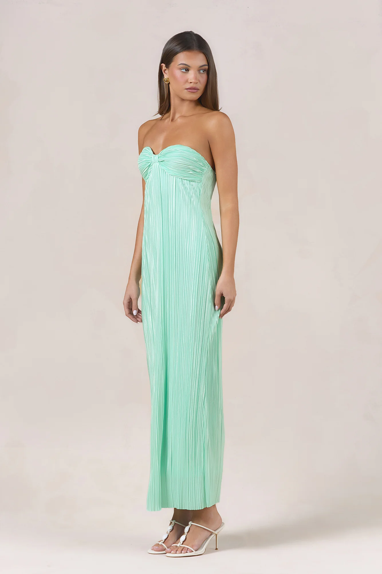 Island Solitude Plisse Strapless Maxi Dress Aqua