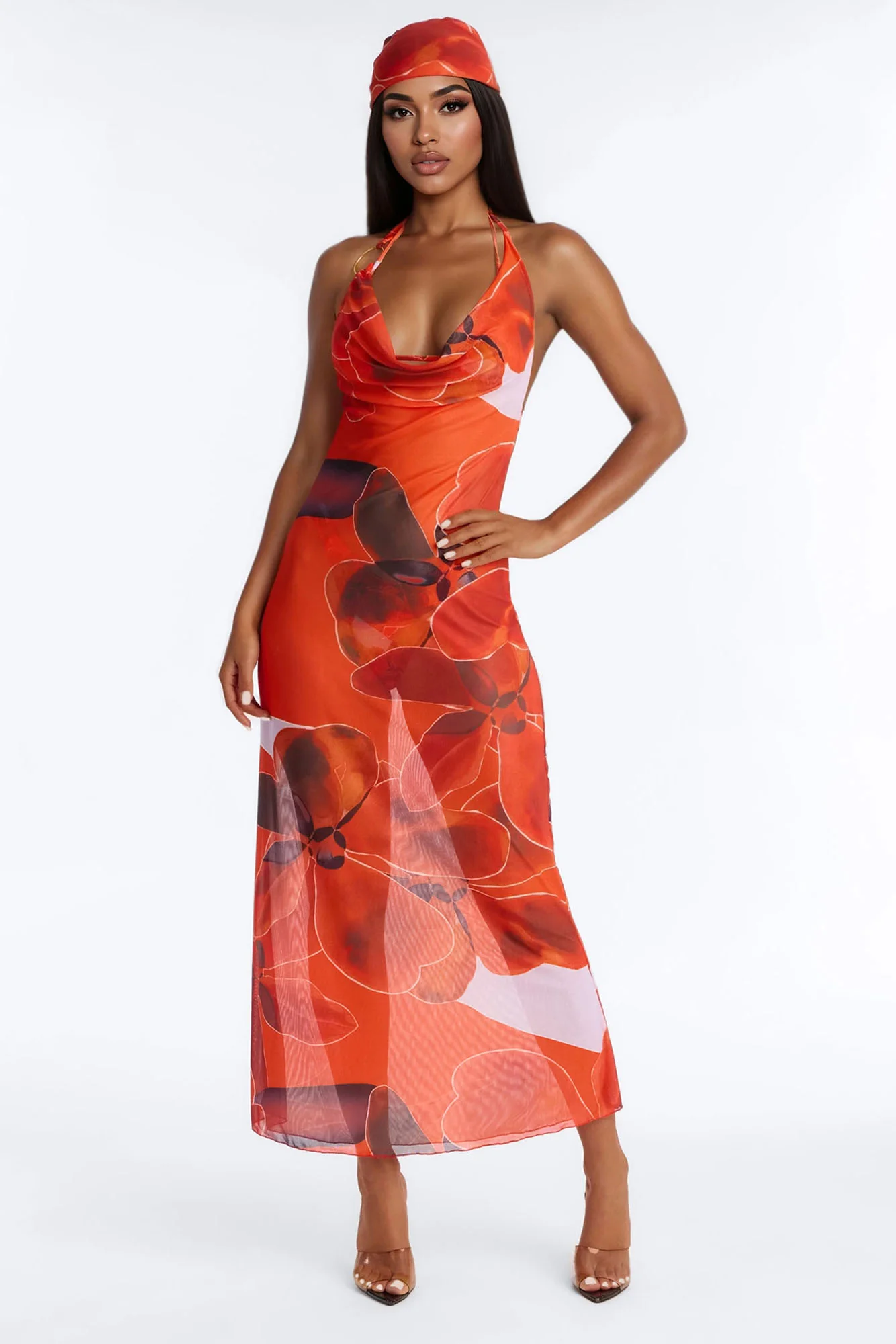 Just Say The Word Bikini And Coverup Set - Orange/combo