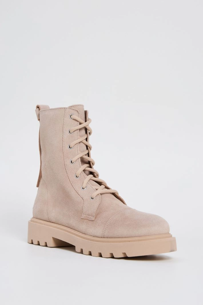 Suede combat boots - BEIGE