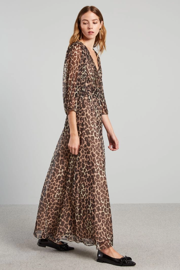 Long chiffon dress - BROWN BEIGE