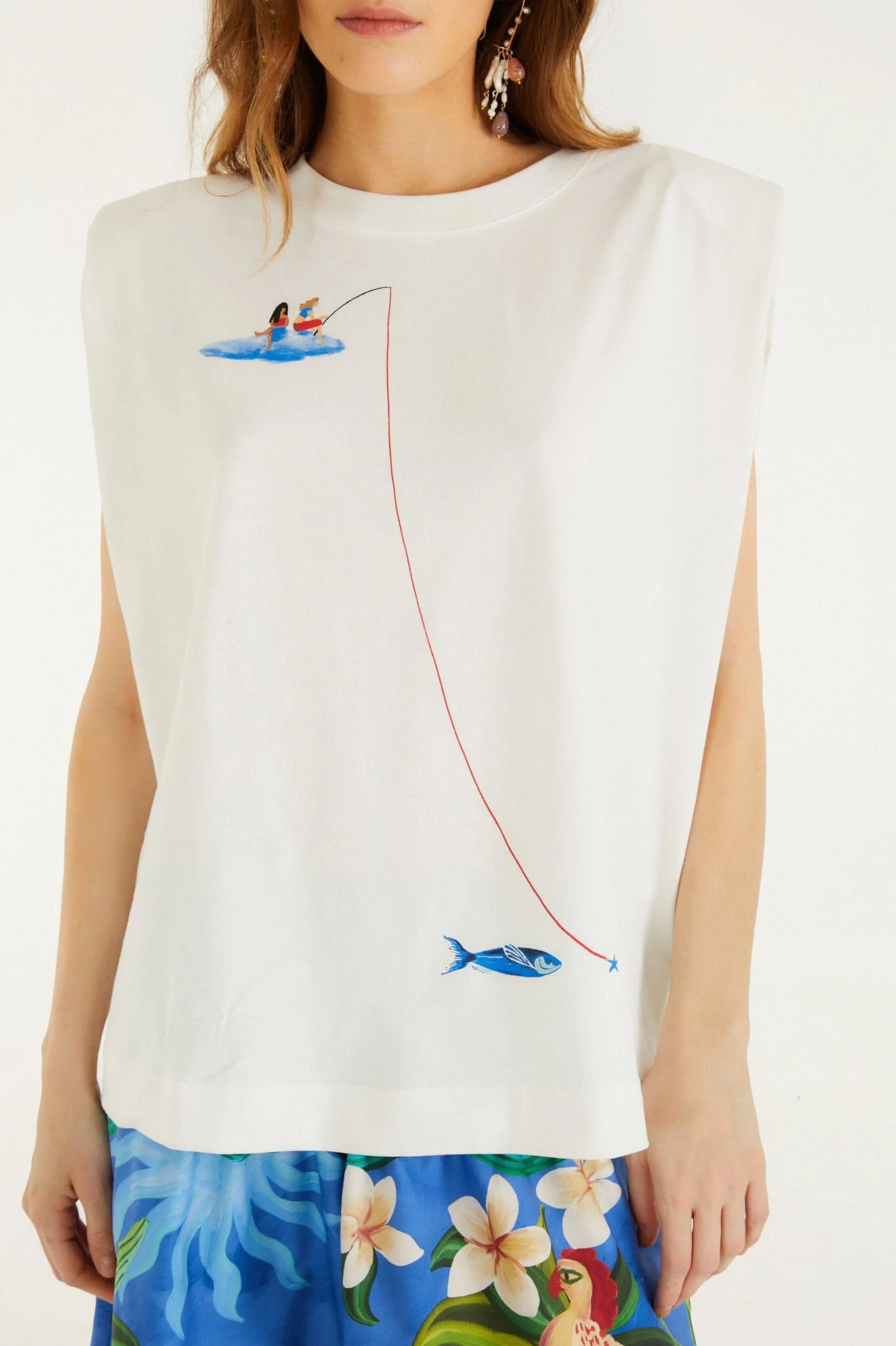 Off-White Fishing Dreams Padded Shoulder T-Shirt