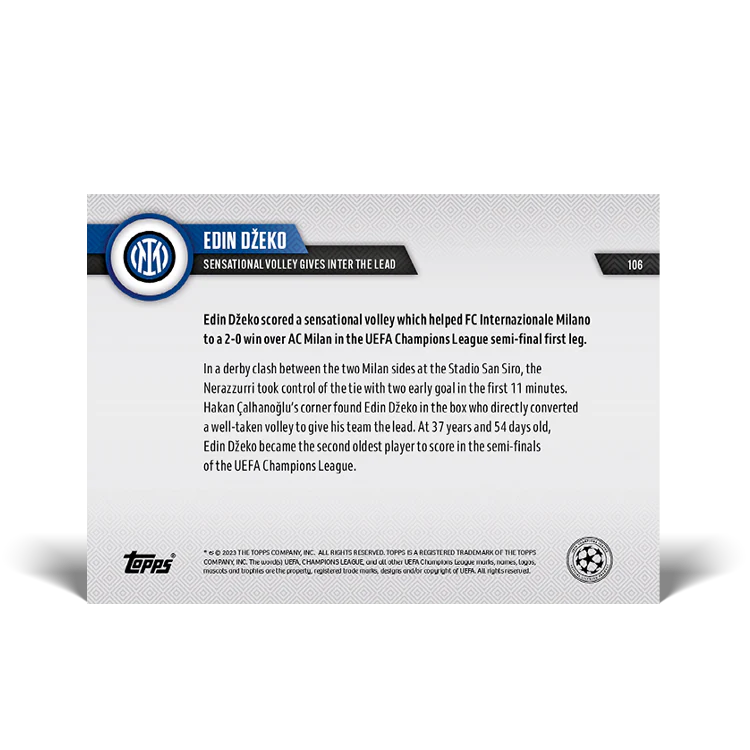 Topps UK - Sensational volley gives Inter the lead - UCL TOPPS NOW® Card #106
