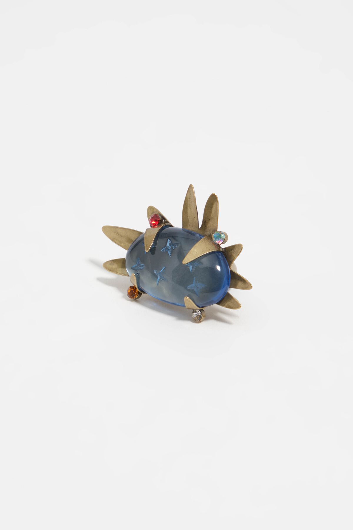 Aged gold blue stone ring