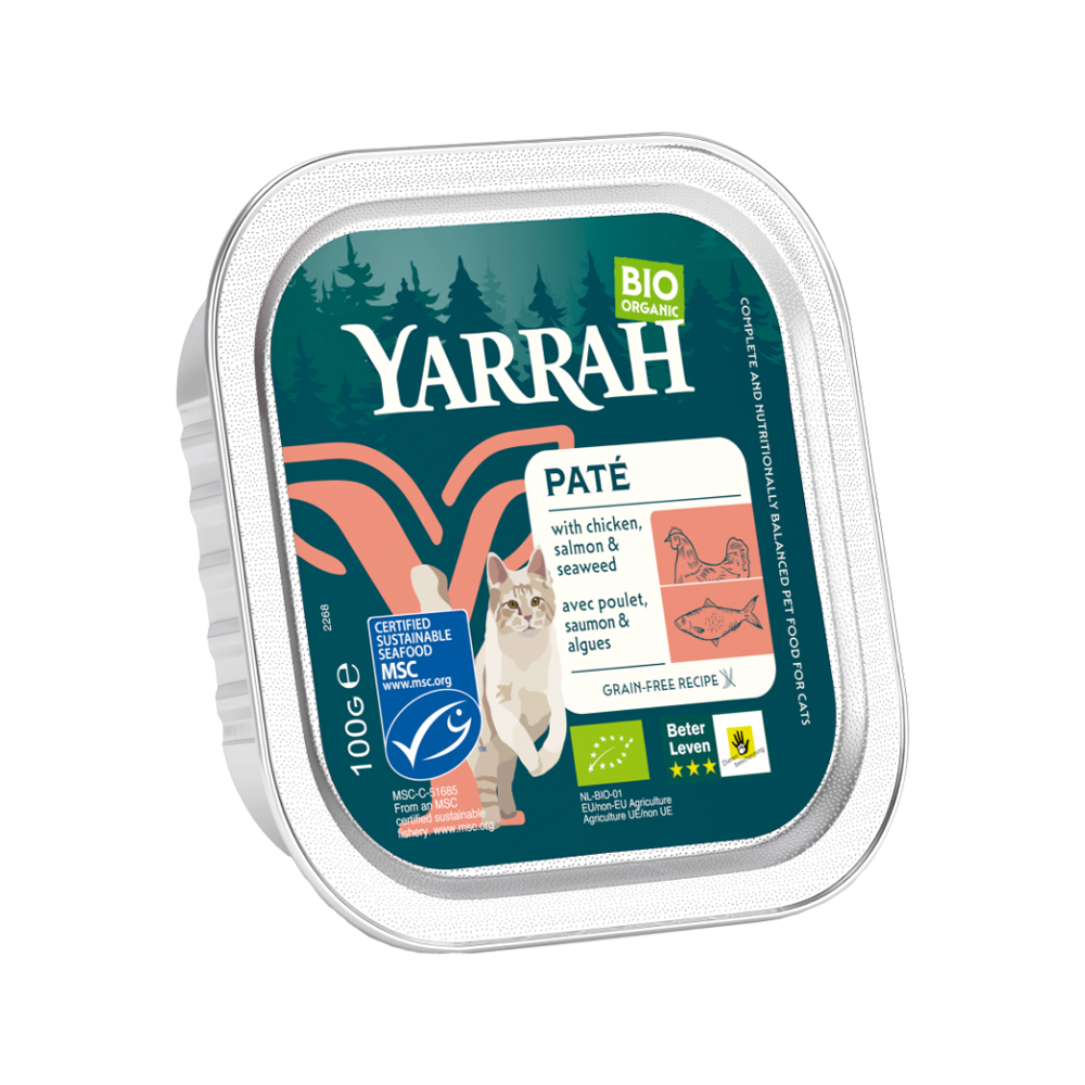 Yarrah - Bio Paté Cat Food - Chicken and salmon - 16 x 100g