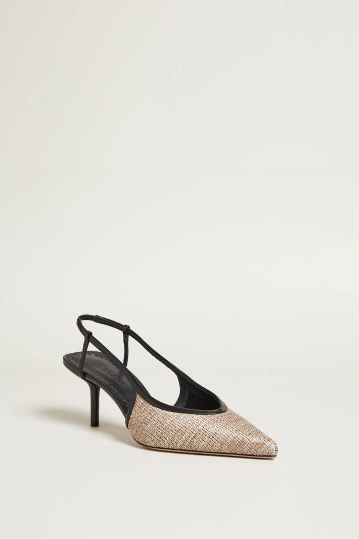 Raffia-effect slingbacks with heels - SAND BLACK