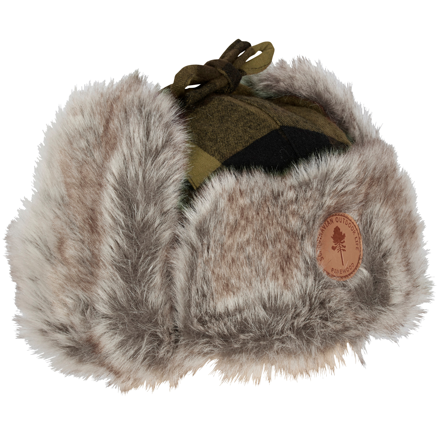 Pinewood Classic Checked Fur Hat Unisex (Green\/Black)