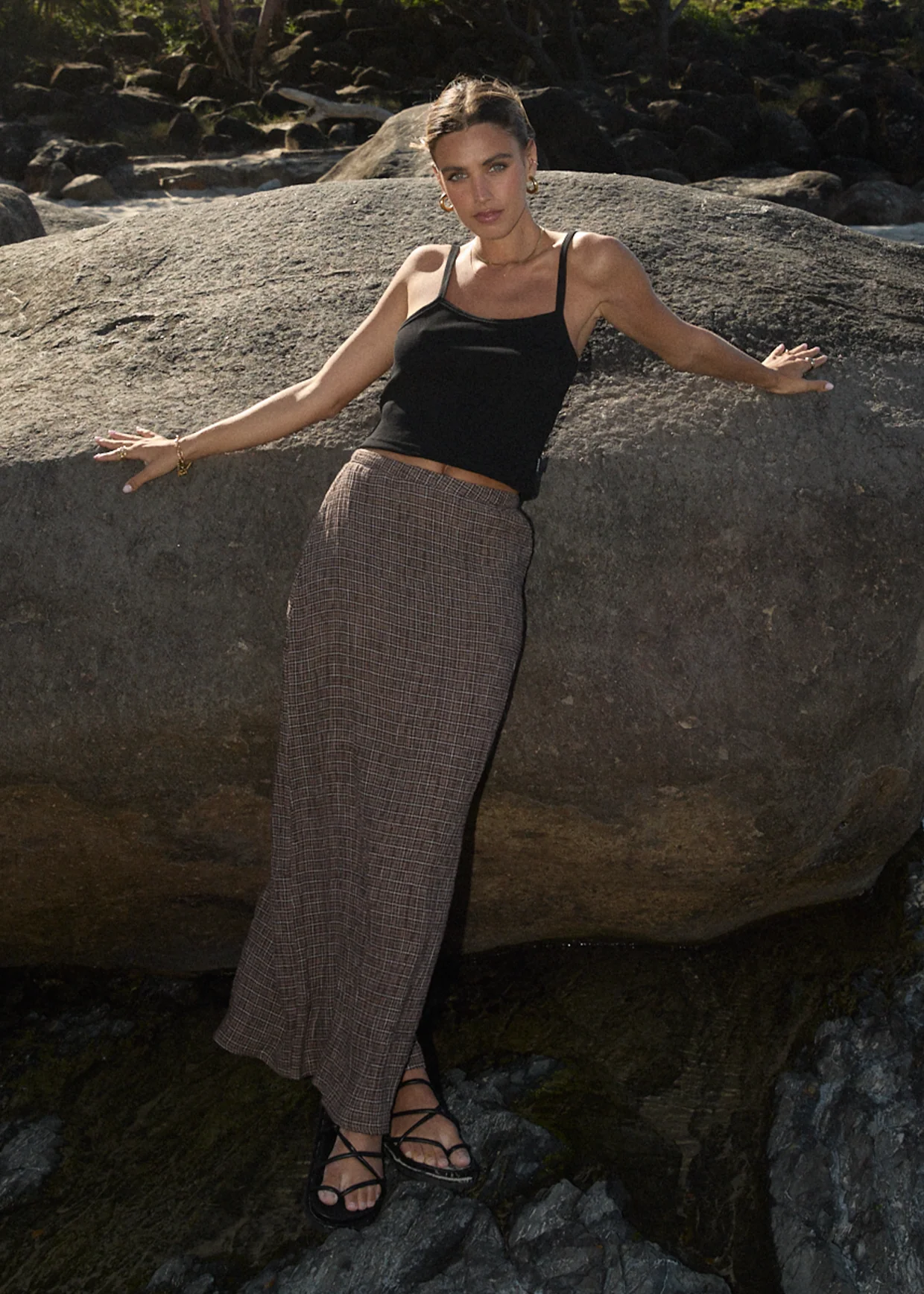 AFENDS Womens Lita - Seersucker Maxi Skirt - Hometown Coffee