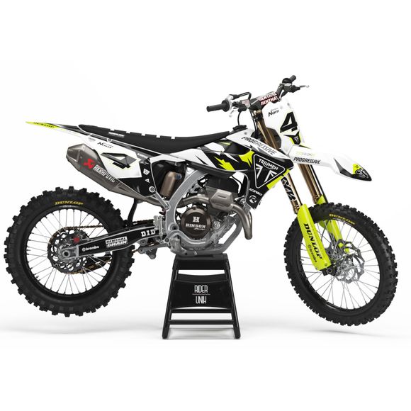 Kit déco RiderUnik COLO - Blanc / NoirTRIUMPH 250 TF 250-X - 2024 - 2026Ref : RU2643 / TRI-COLO-1