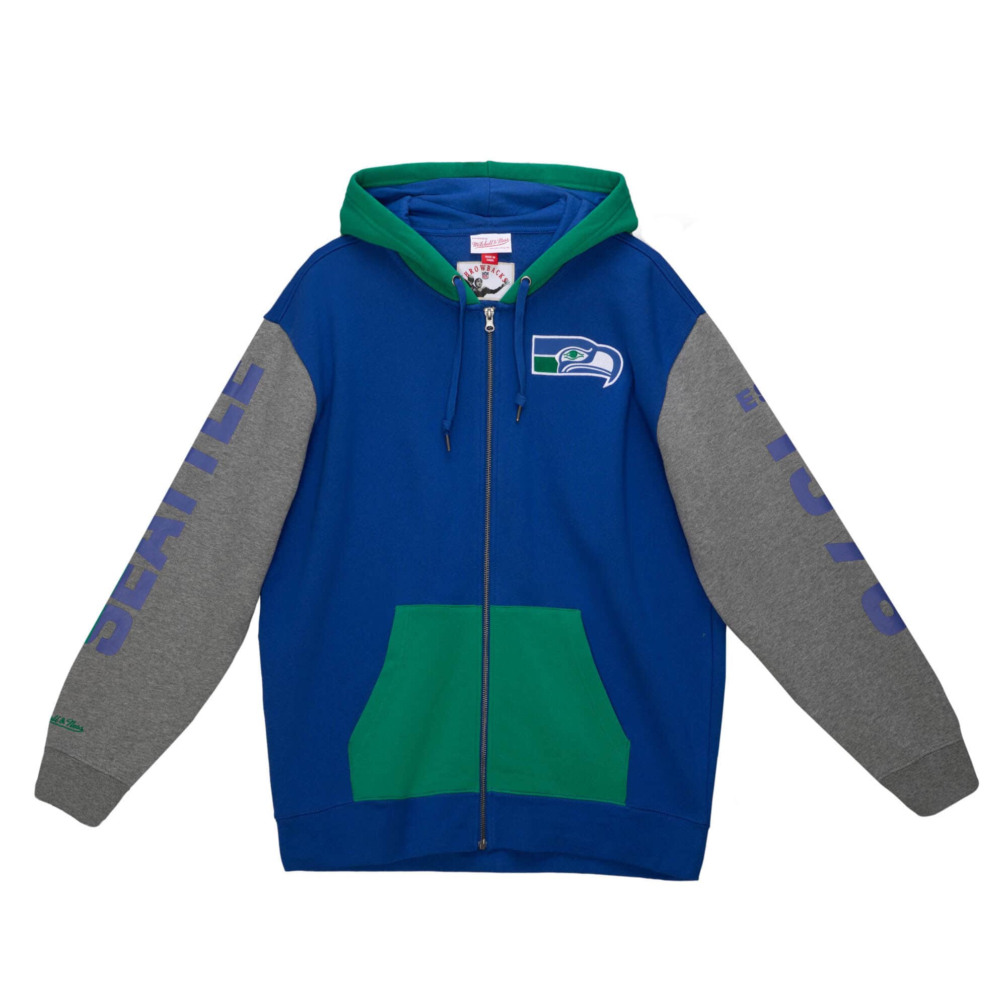 Seattle Seahawks Mitchell & Ness NFL Full Zip Fleece Hoodie