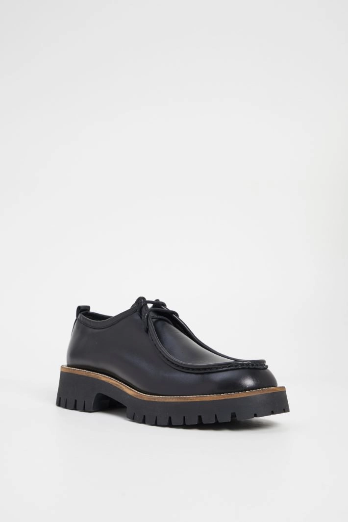 Lace-ups with stitching - BLACK