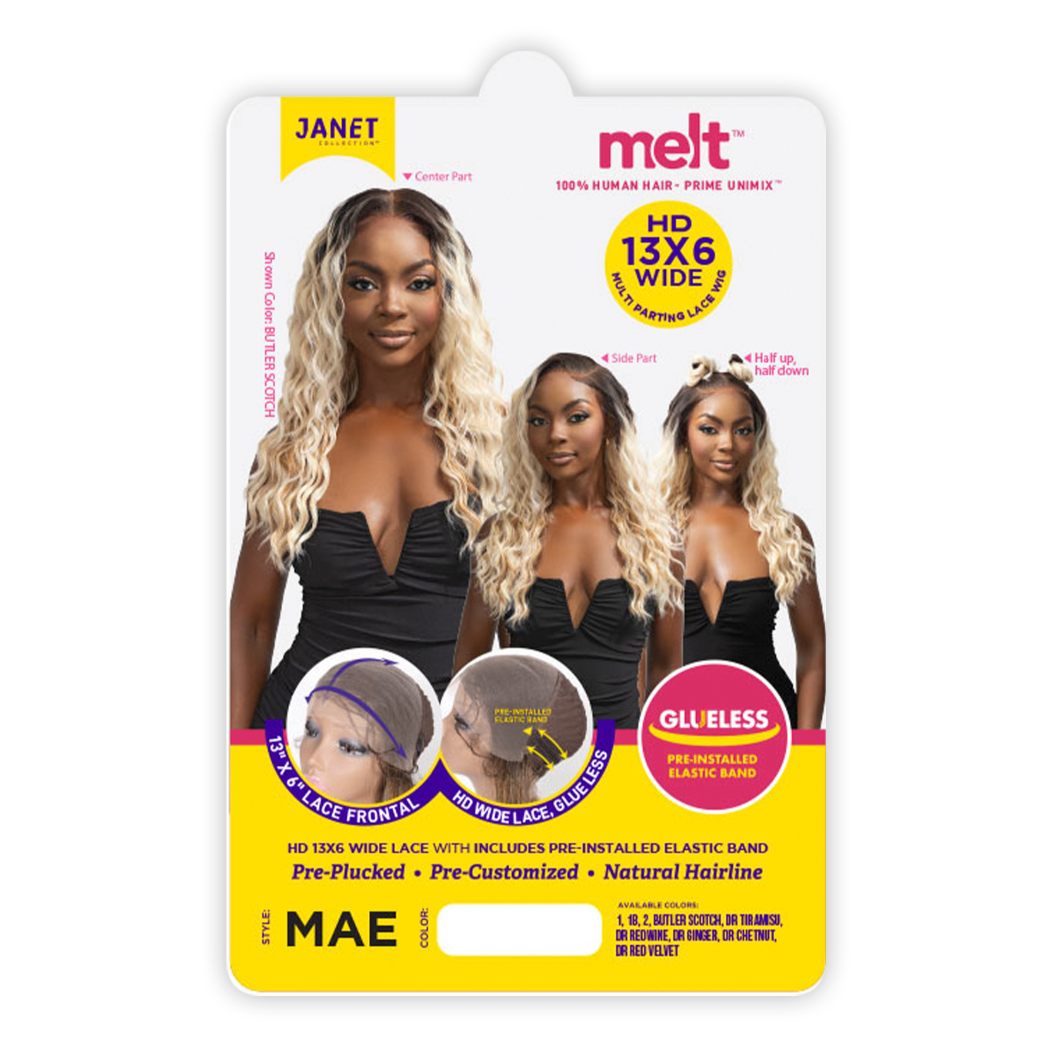 Janet Collection Human Hair Blend HD Lace Front Wig Glueless Melt 13X6 Wide Mae