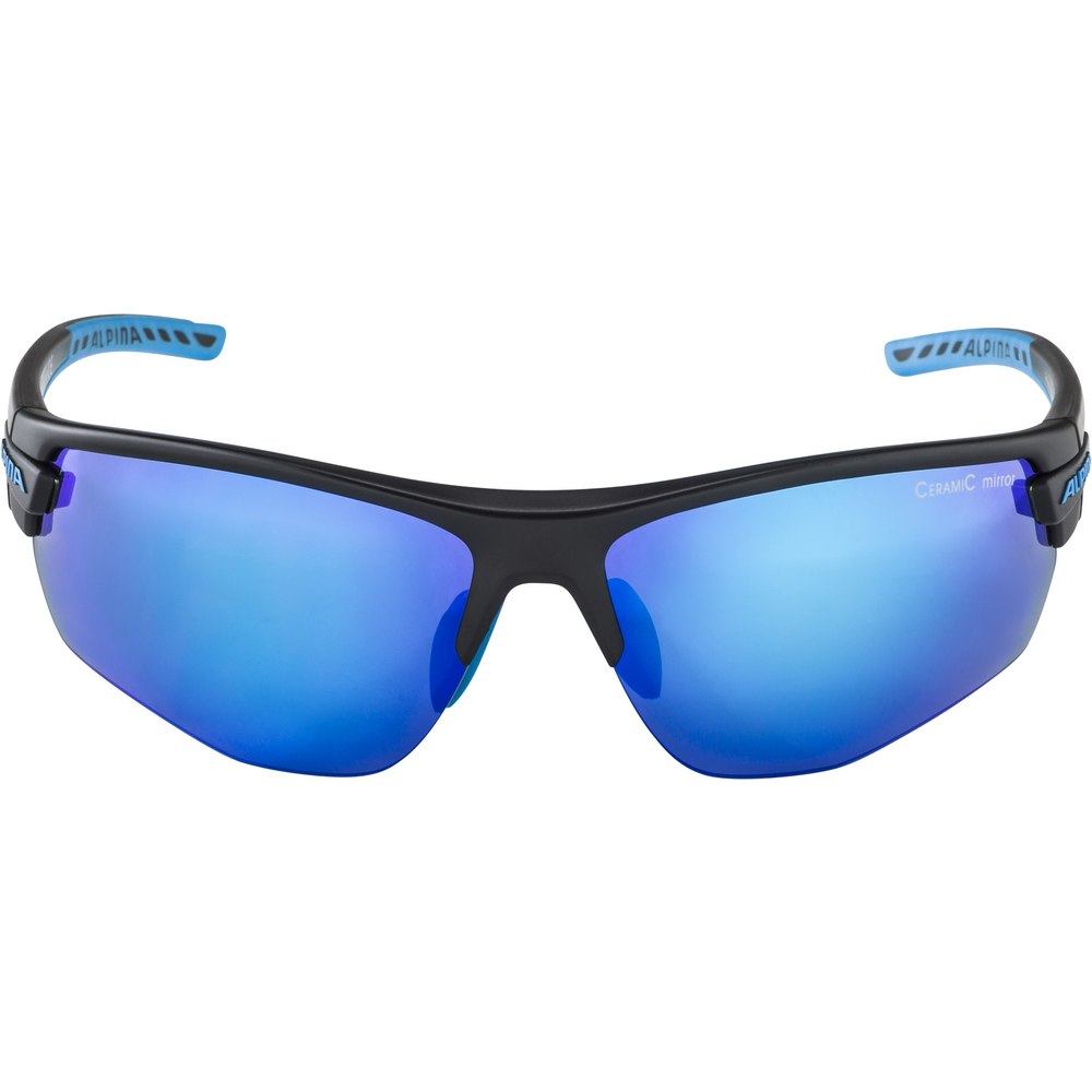 Alpina Tri-Scray 2.0 HR Glasses - black matt-cyan / Ceramic mirror blue + mirror orange + clear