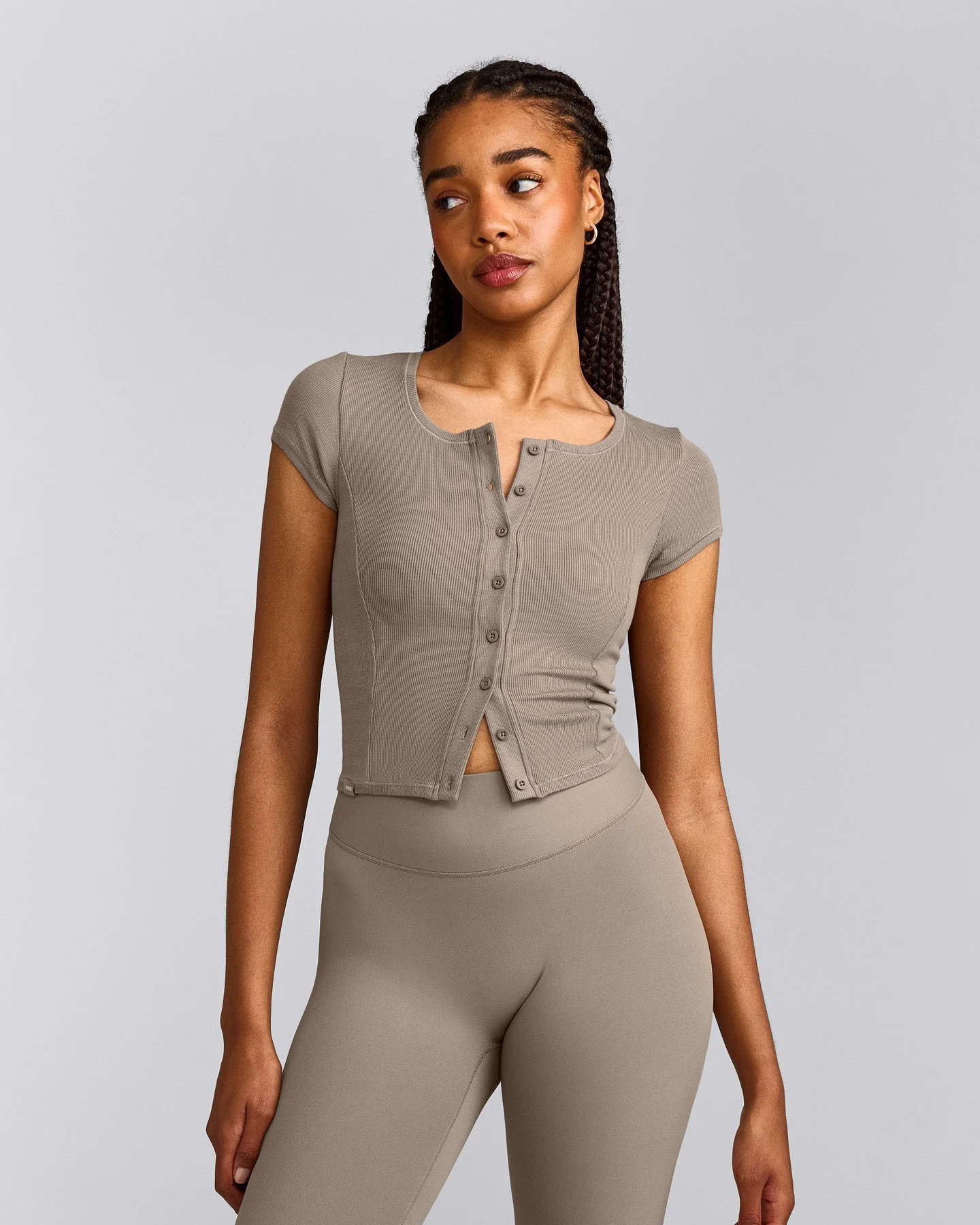 Mellow™ Rib Mid Short Sleeve Cardigan | Warm Minky