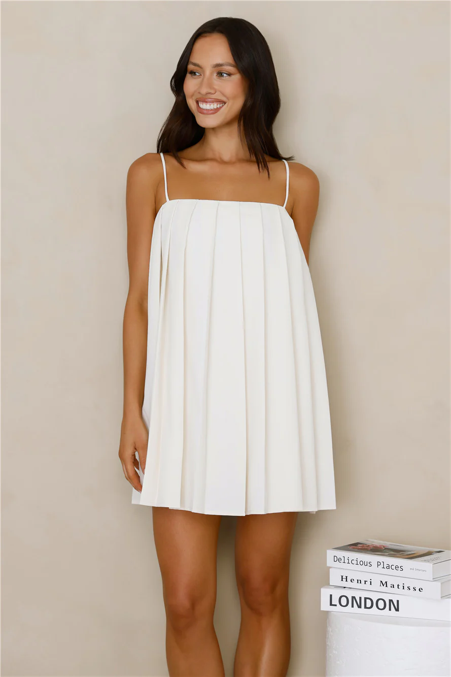 Spill The Bubbly Pleated Mini Dress Cream