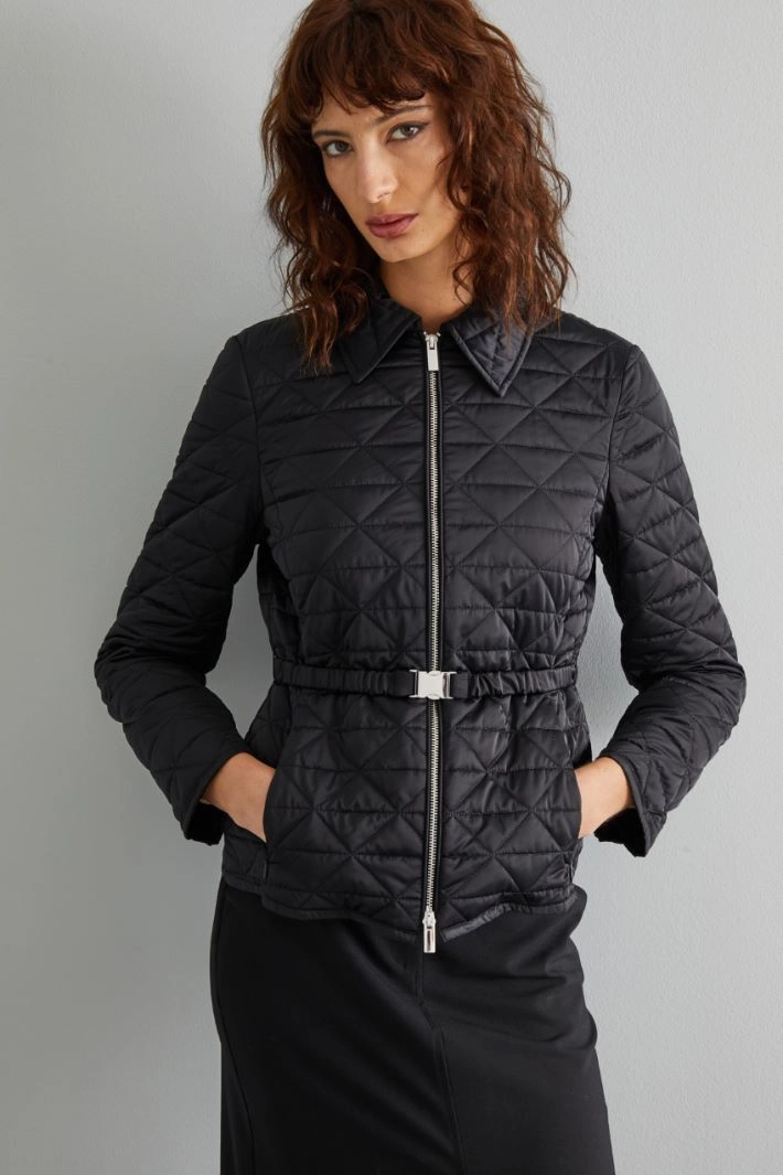 Padded jacket with collar - BLACK