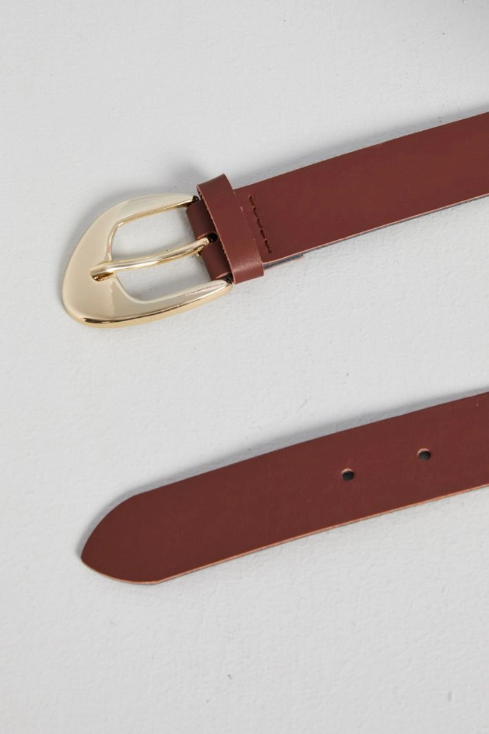 Belt with asymmetric buckle - BROWN GOLD