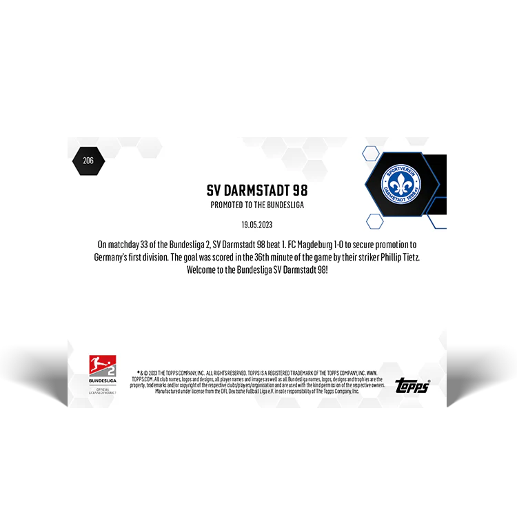 Topps UK - Promoted to the Bundesliga - Bundesliga TOPPS NOW® Card #206