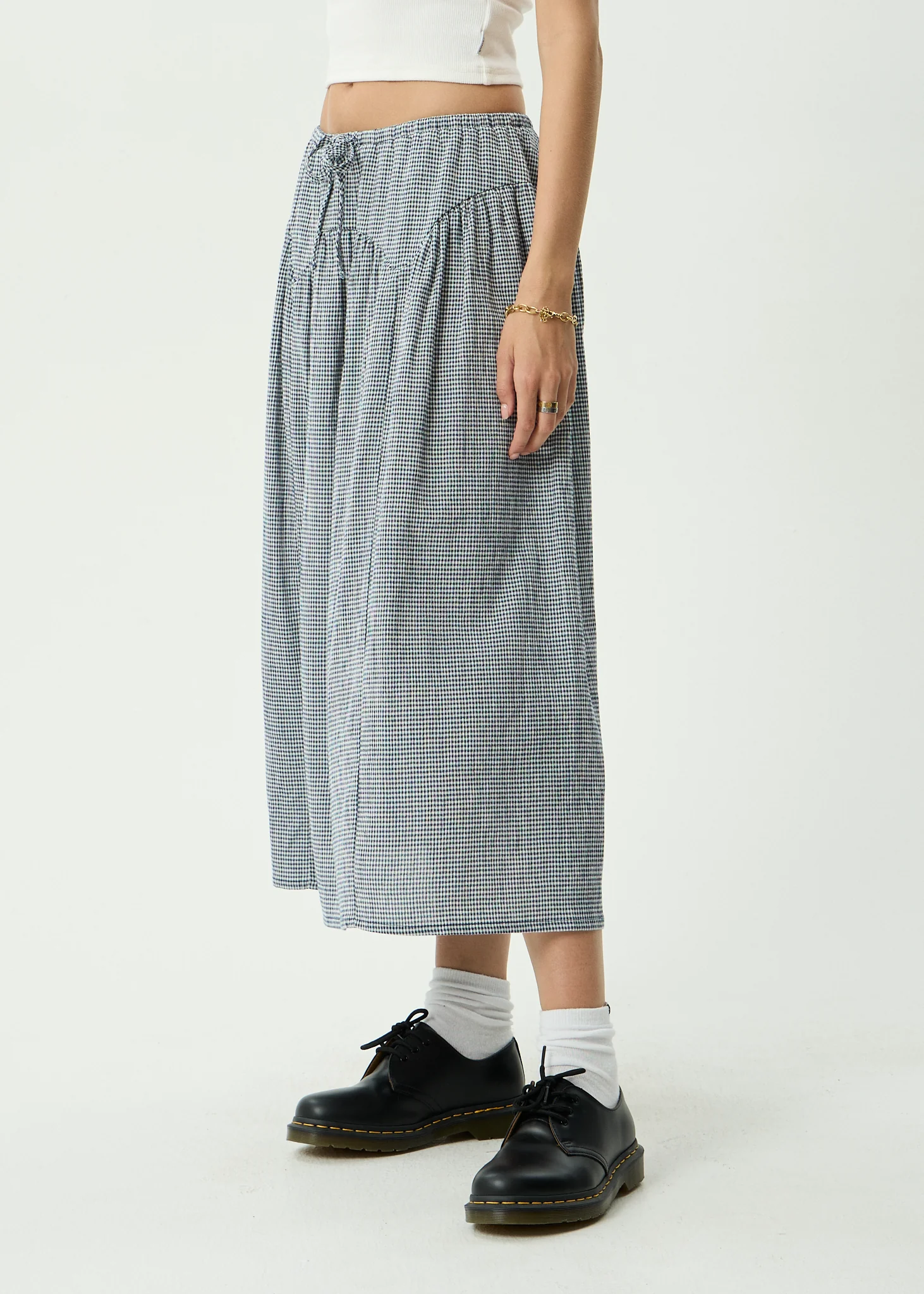 AFENDS Womens Marlow - Midi Skirt - Indy Navy Check