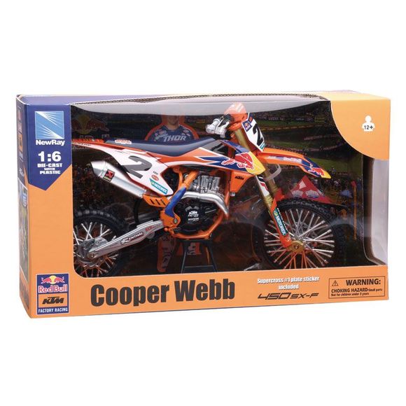 Newray Diecast Motorcycle KTM 450 SX-F Red Bull C. WEBB - 1:6 Scale - Orange / BlackRef: NRY0012 / 49683