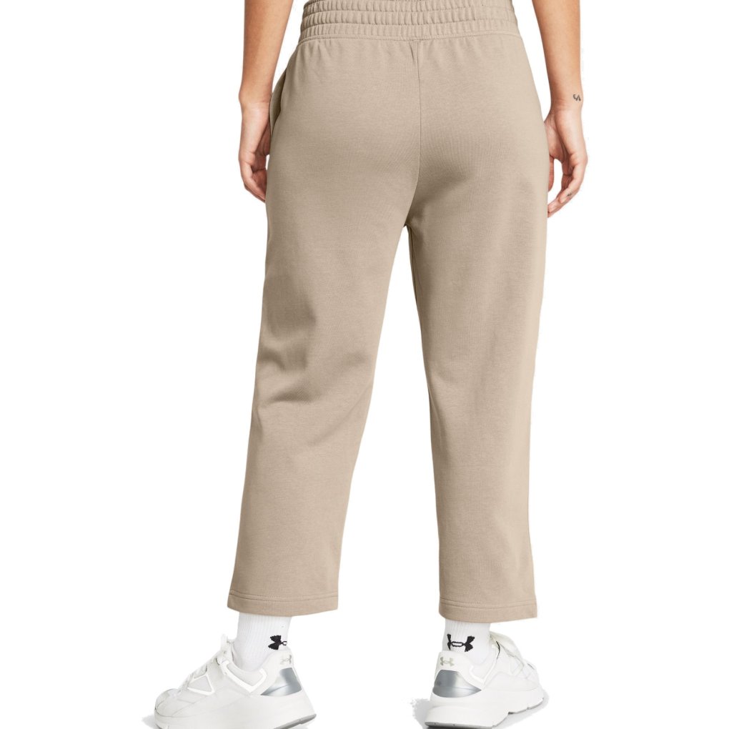 Under Armour UA Rival Terry Wide Leg Crop Pants Women - Timberwolf Taupe Full Hthr/White