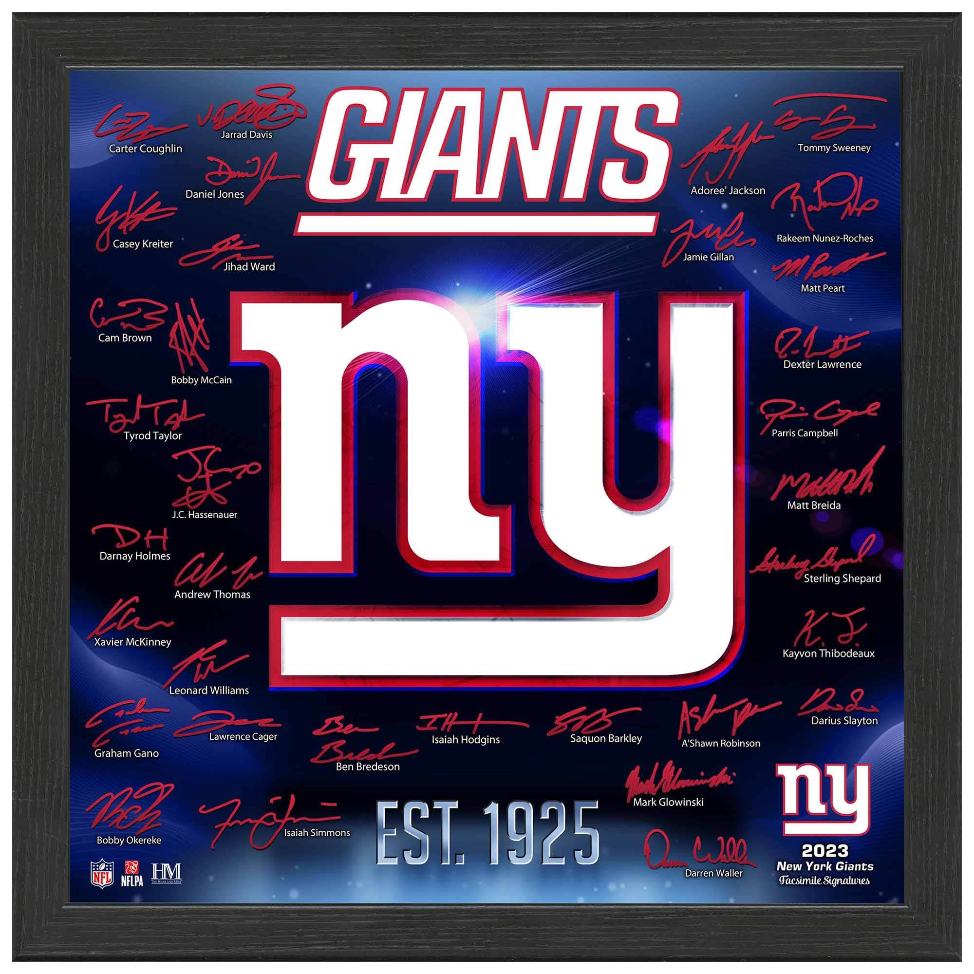 New York Giants 2023/24 Signature Team Logo Framed NFL Photo