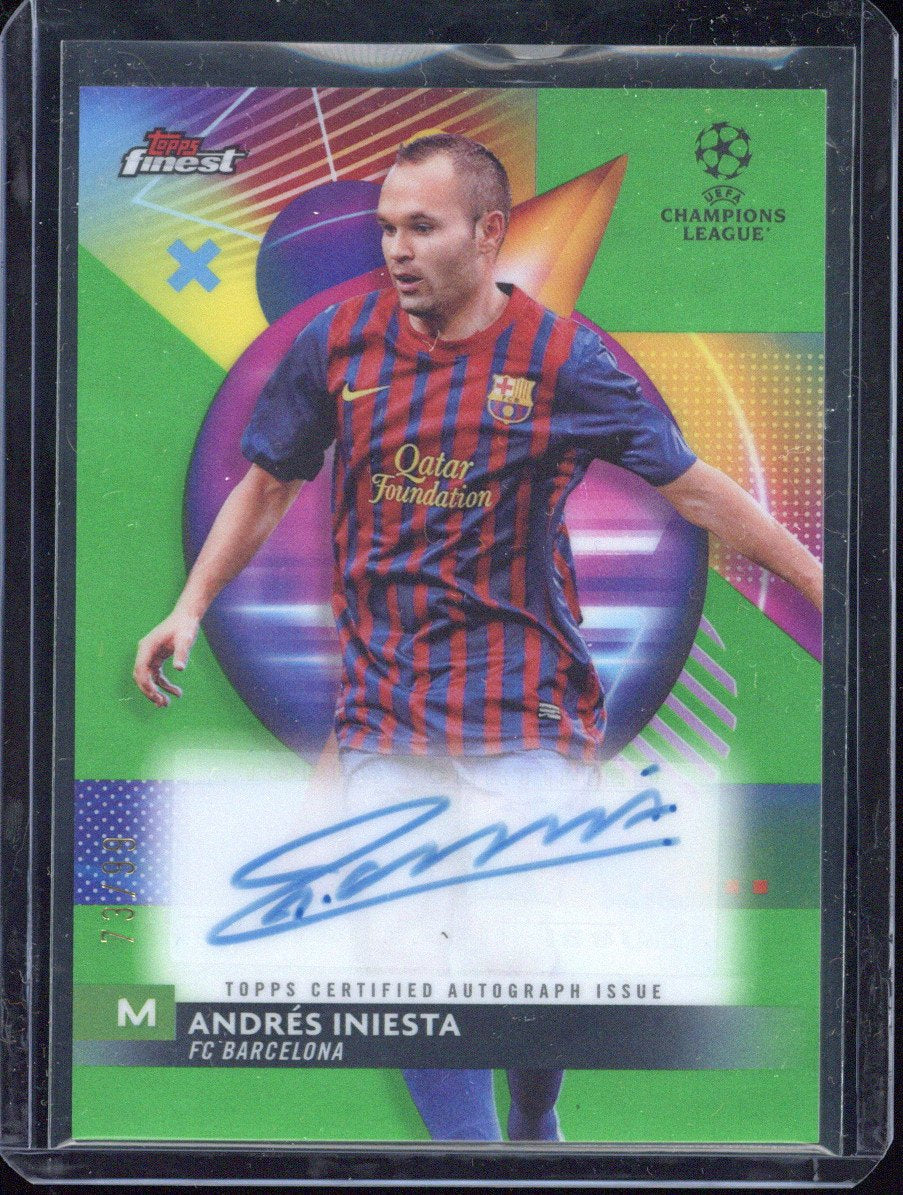 2023 Finest UEFA Andres Iniesta Auto Refractor Neon Green #/99