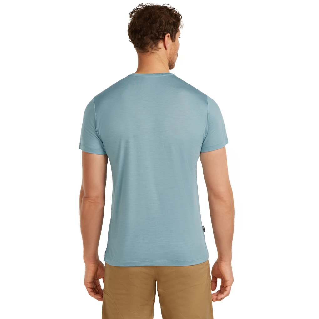 Icebreaker Merino 125 Cool-Lite™ Sphere Short Sleeve Tee Across the Peaks Men - Flint Blue