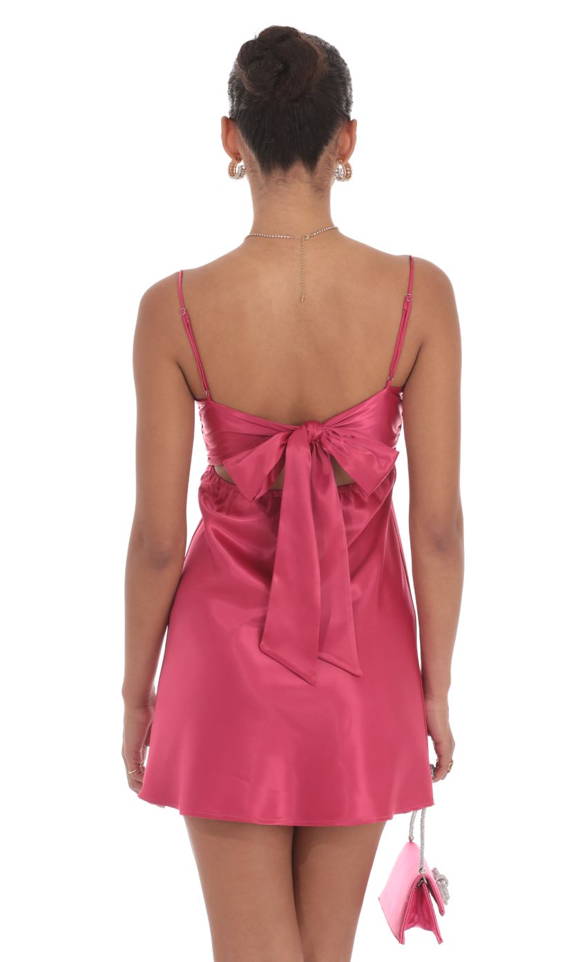 Satin Sweetheart Neck Dress - Berry Pink