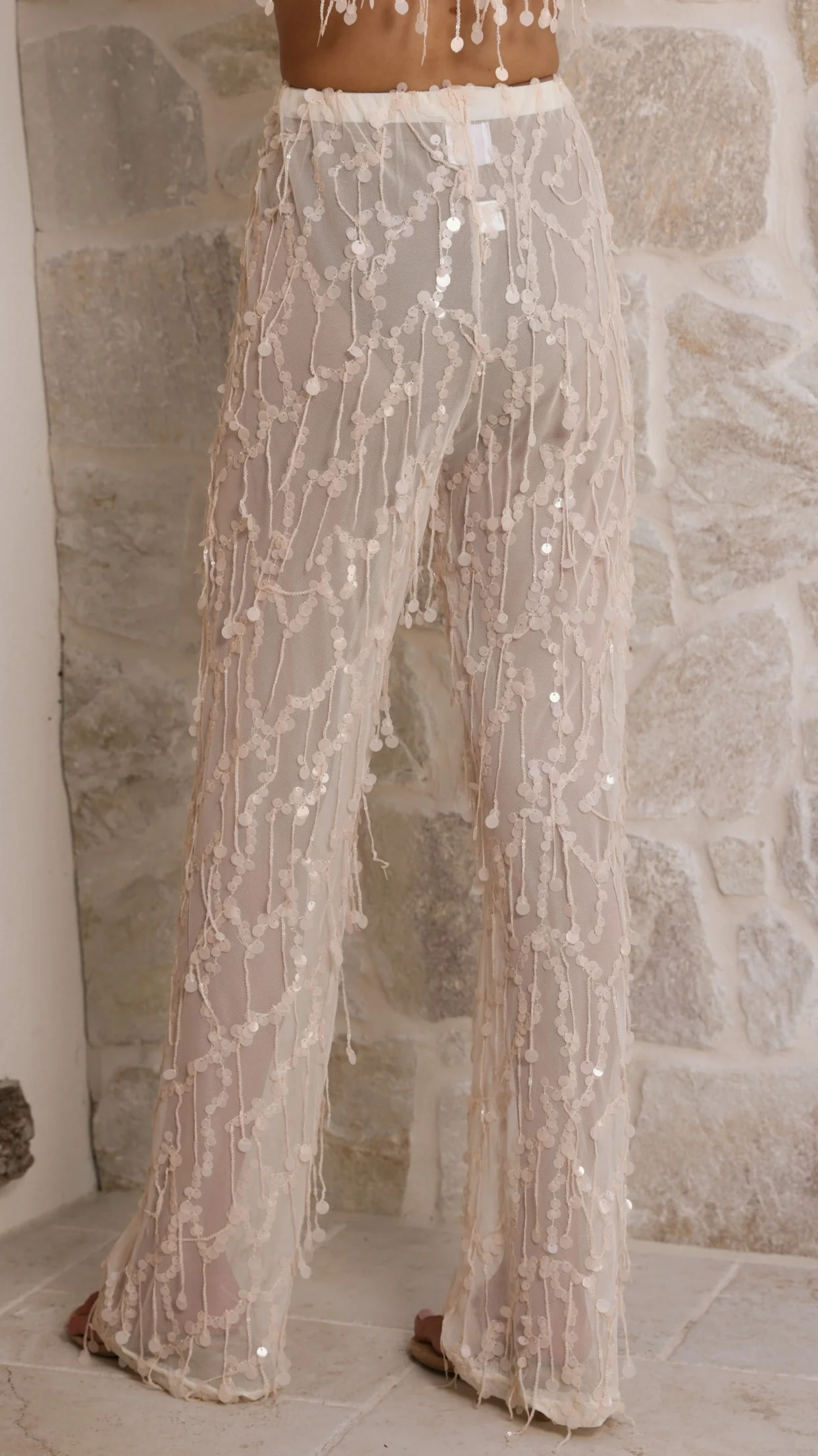 Zabby Sequin Pants - Beige