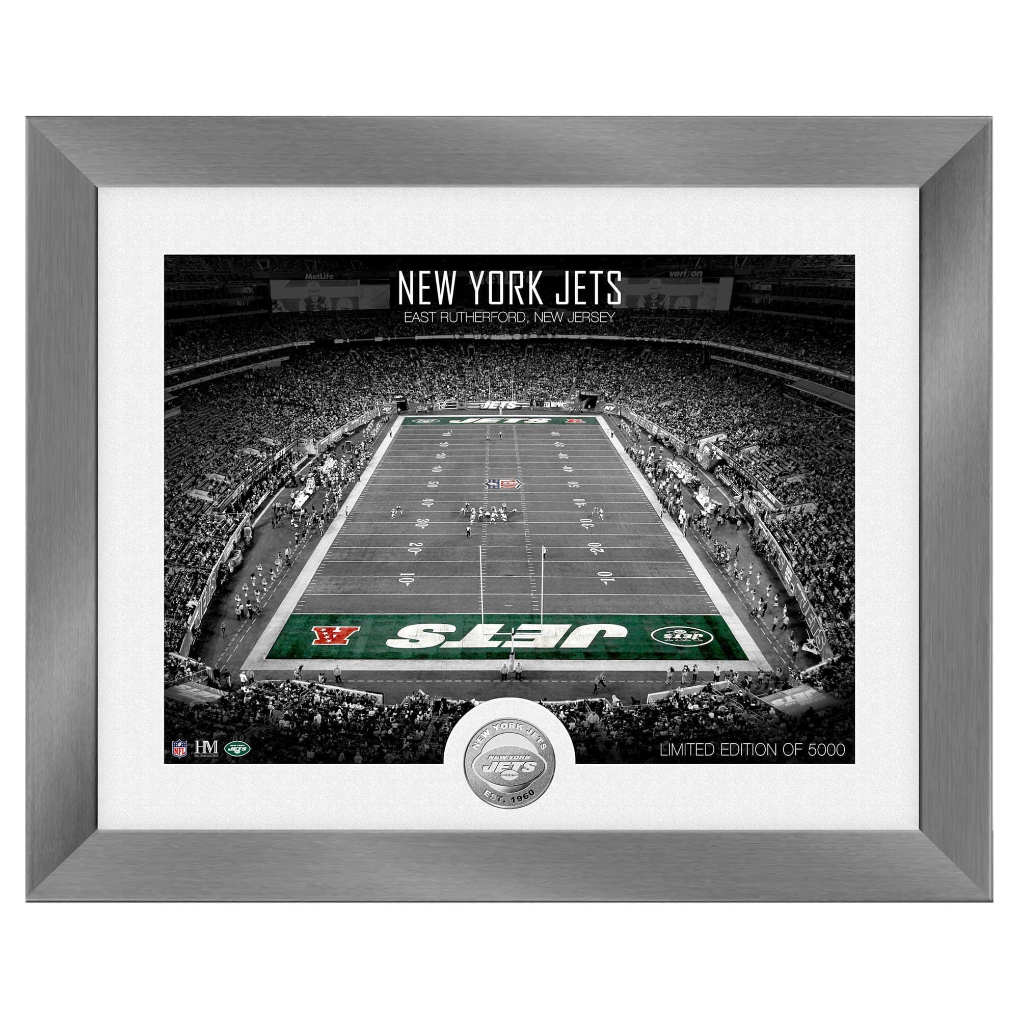 New York Jets Art Deco Stadium Silver Coin Framed NFL Photo