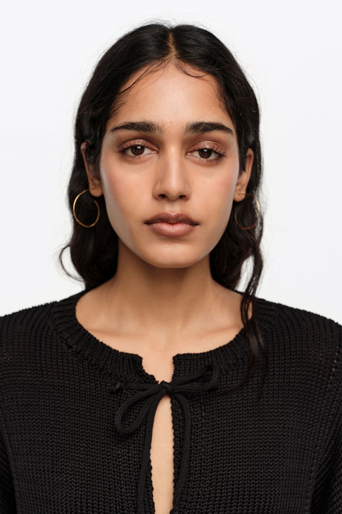 Black ruched tie cardigan