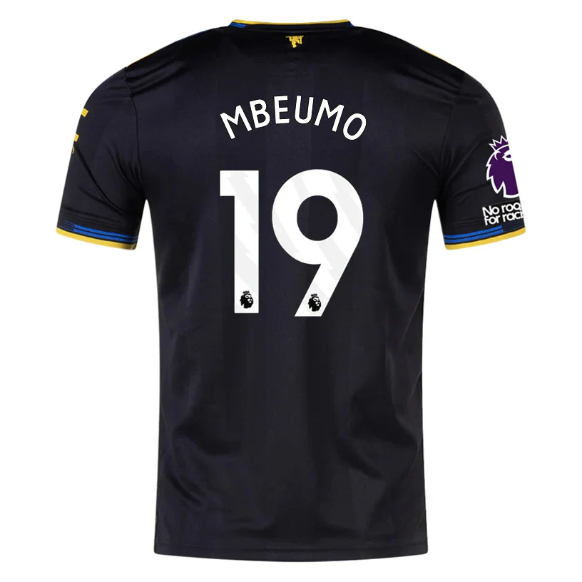 Mbeumo Men's Manchester United Authentic Third Jersey 25/26 w/ NRFR + EPL Patches (Black)