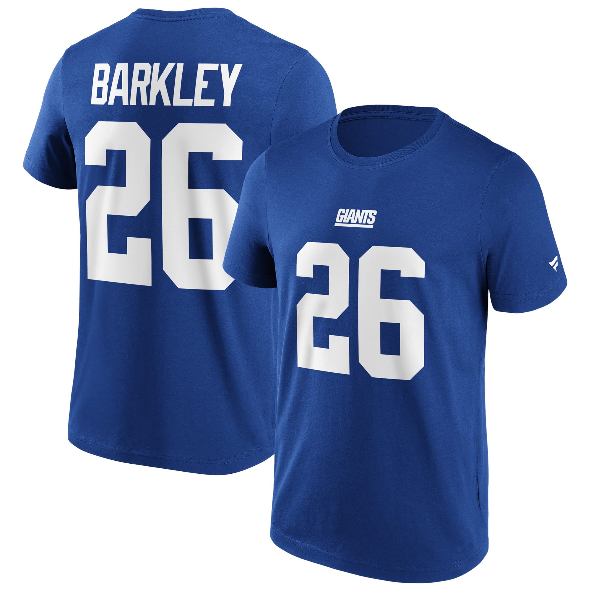 Saquon Barkley #26 New York Giants Iconic Player NFL T-Shirt Blue