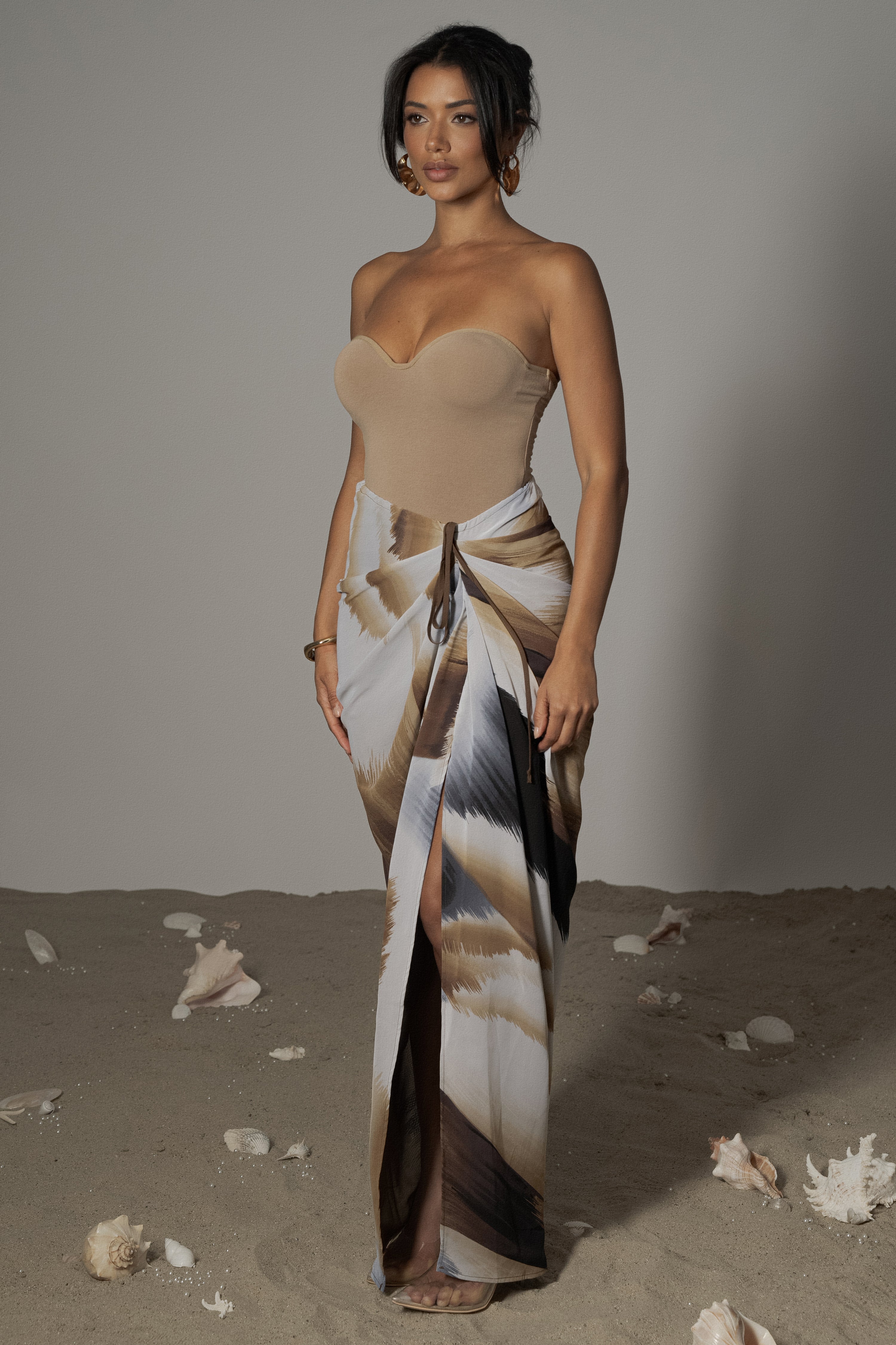 Brown Abstract Noelia Printed Skirt