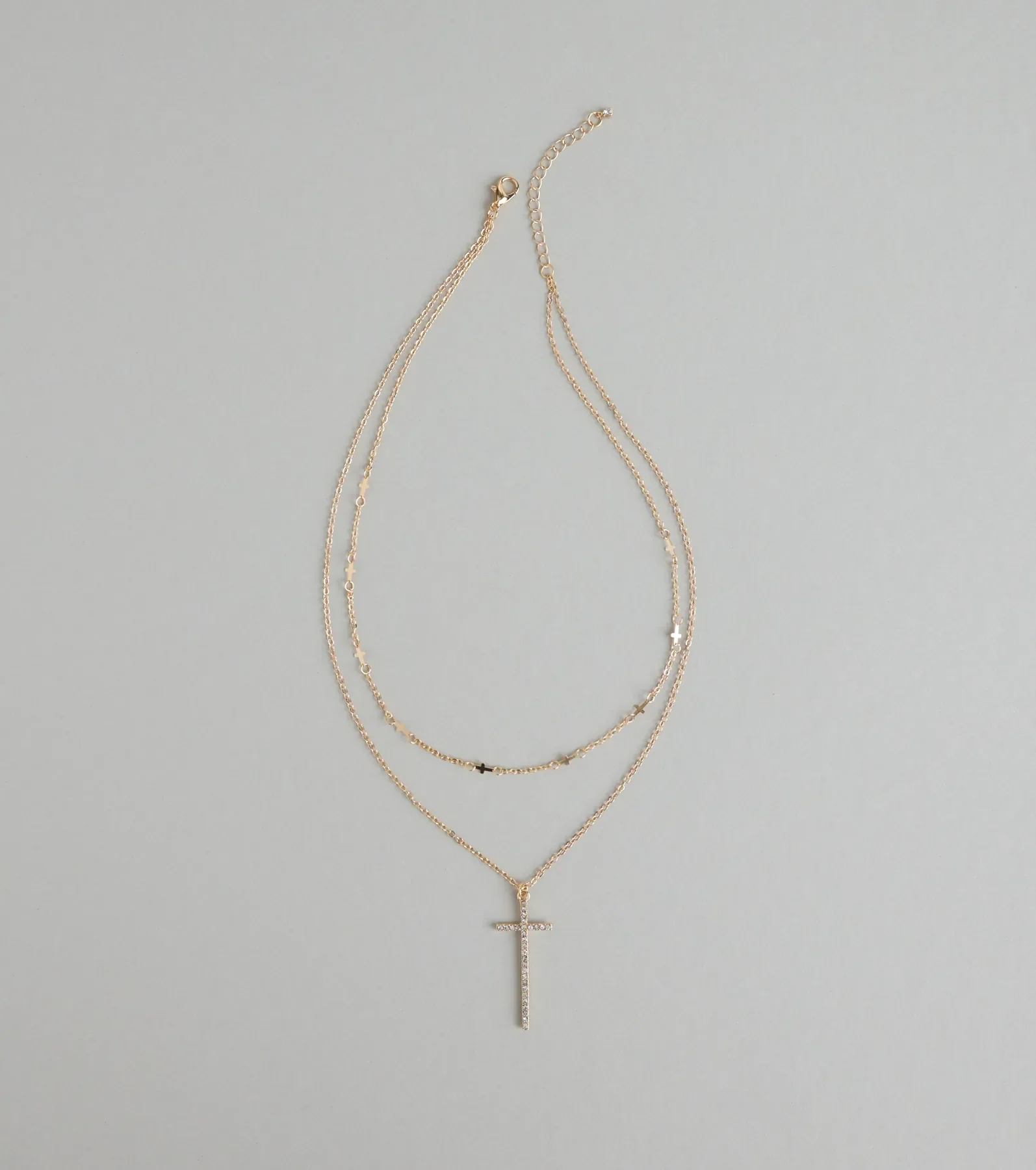 Glam Energy Layered Cross Chain Necklace
