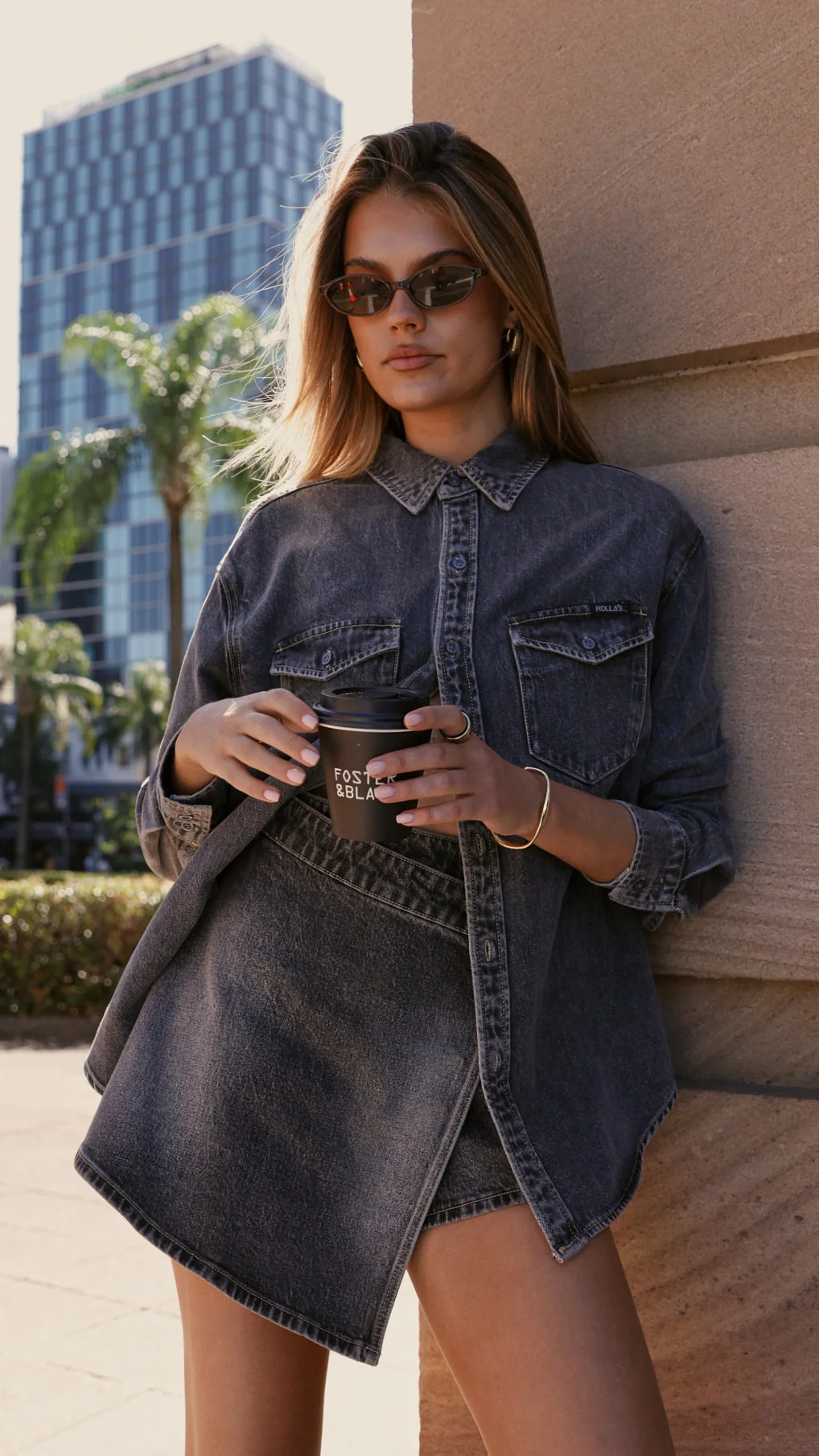 Rollas Classic Denim Shirt - Black Stone