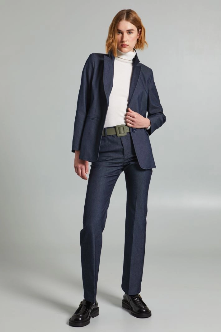 Denim-effect blazer - DENIM BLUE