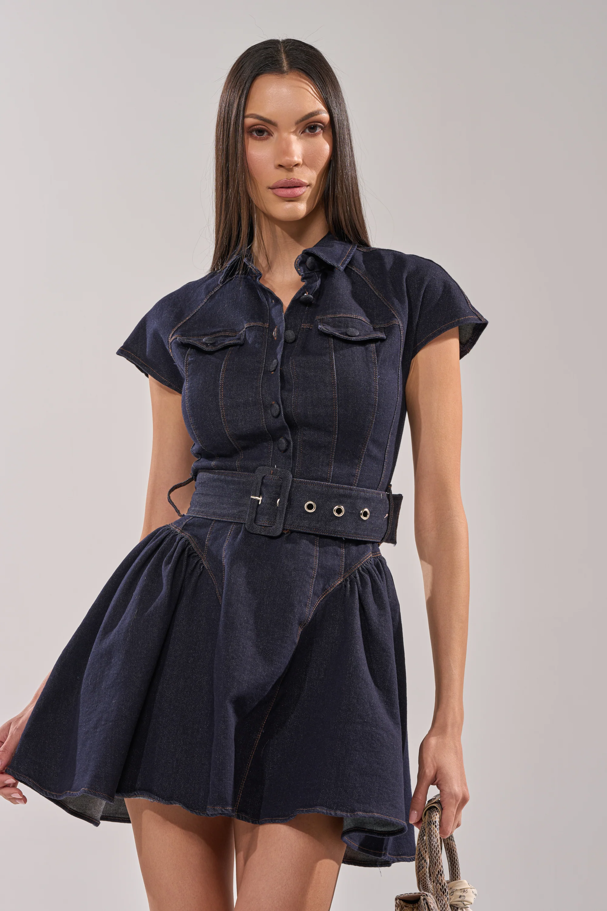 Sadie Button Up Denim Mini Dress