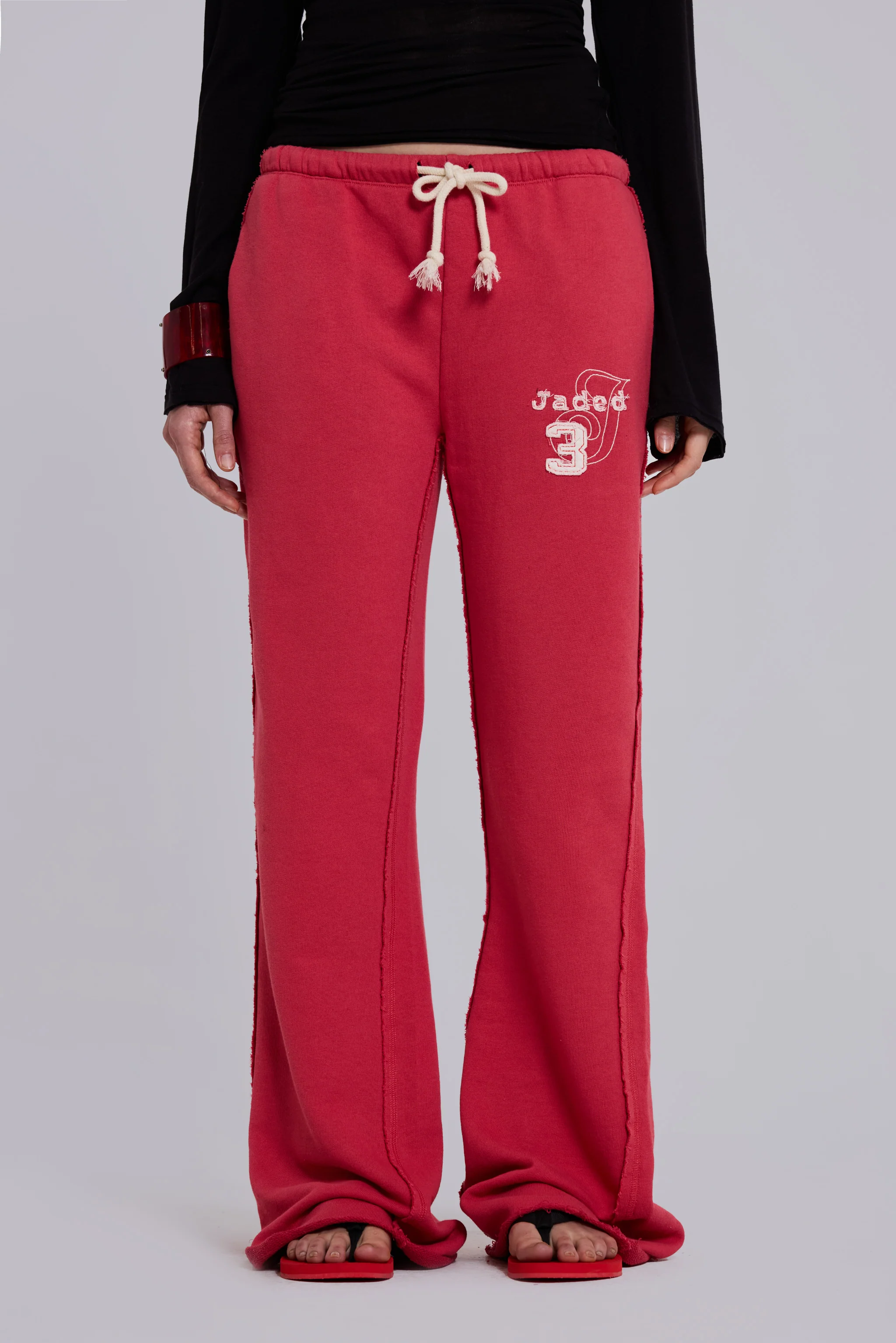 Cleo Slouchy Bootcut Jogger in Red